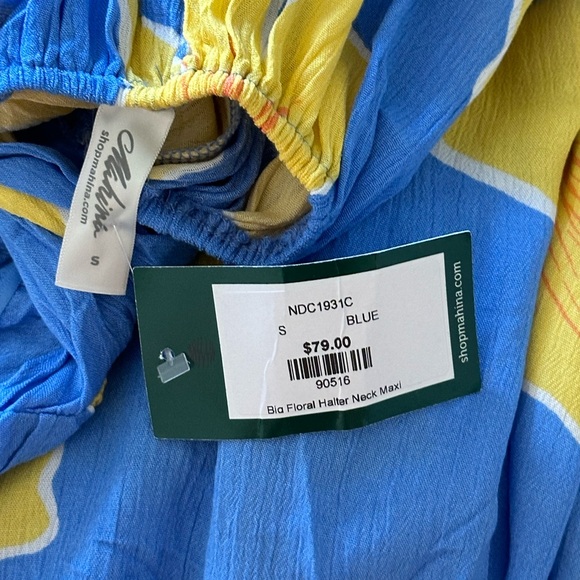 Blue and yellow floral maxi with slit - Picture 5 of 5